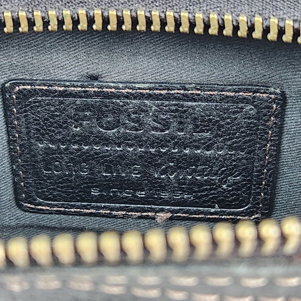 Fossil Sasha Black Patchwork Leather Rustic Crossbody Messenger Bag Purse - Picture 10 of 10